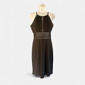 Nightway Black Halter Mesh Panel Cocktail Dress Size 4 NWT